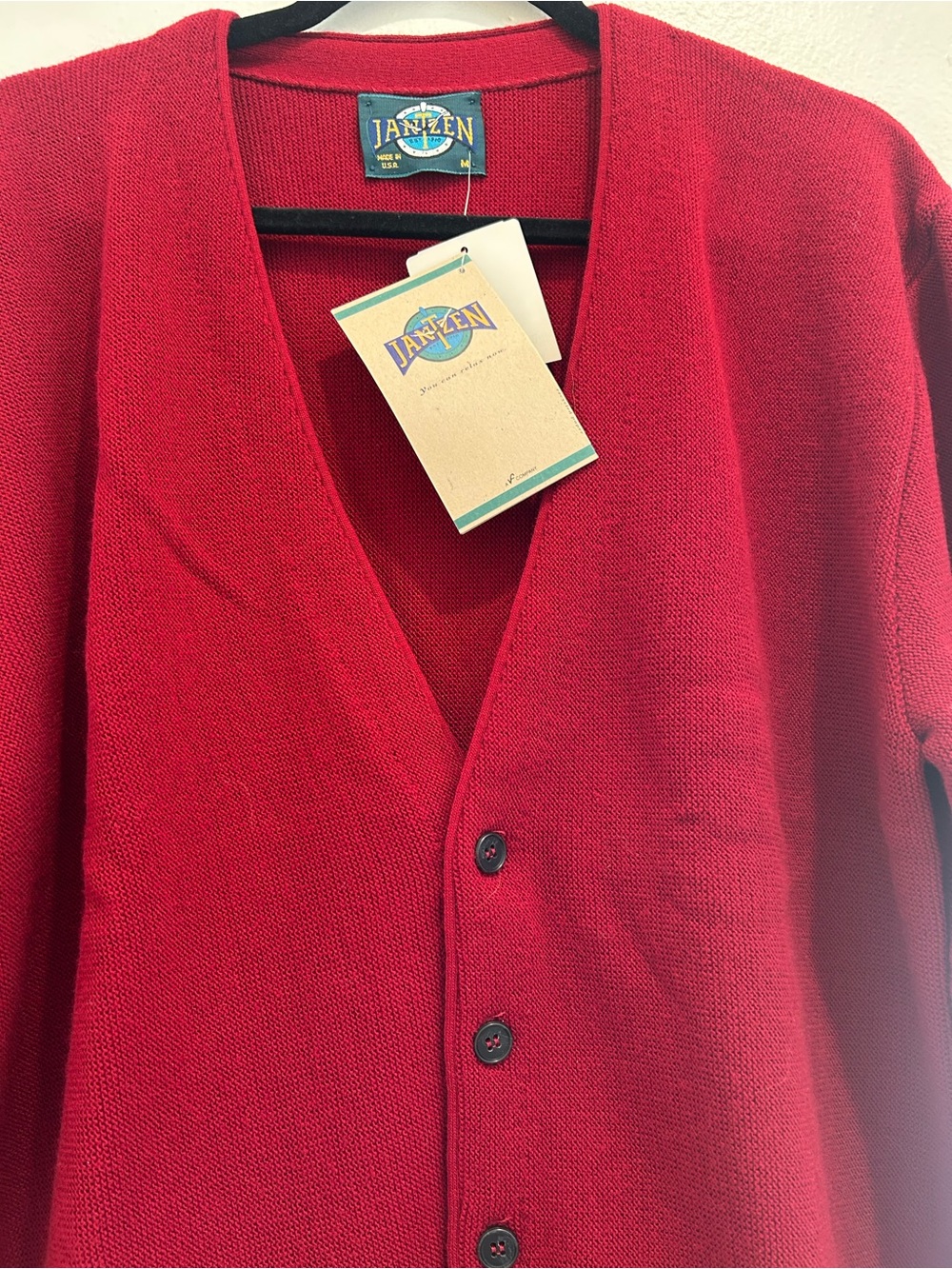 Jantzen Bright Red V-Neck Button Cardigan